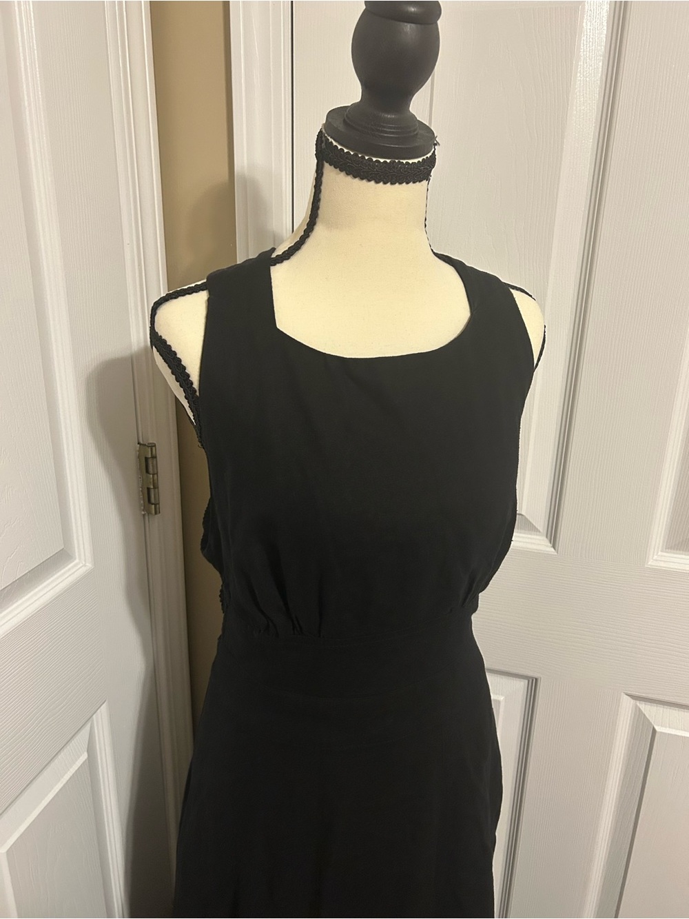 NWT Rachel Zoe Linen Blend Black Criss Cross Back Maxi Dress Sz 8 - Picture 10 of 12